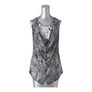 Simply Vera by Vera Wang Women's Button-down Double Layered Shirt M Black/White